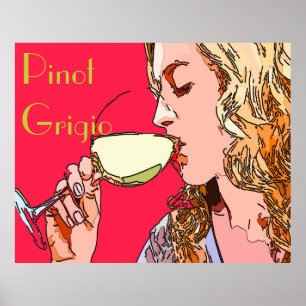 Pinot Grigio Woman Weinkarte Poster