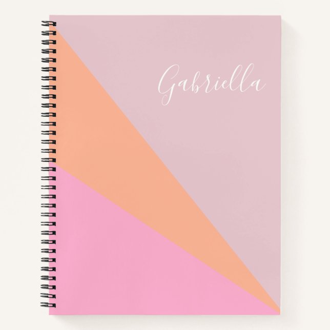 Pinot und Orange Girly Geometric Personalisiert Notizbuch (Vorderseite)
