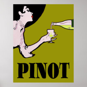 Pinot Wine Vintag Lady Posters Poster