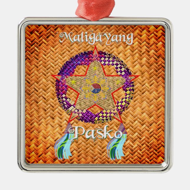 Pinoy Christmas Parol Banig Lantern Ornament Aus Metall (Vorne)