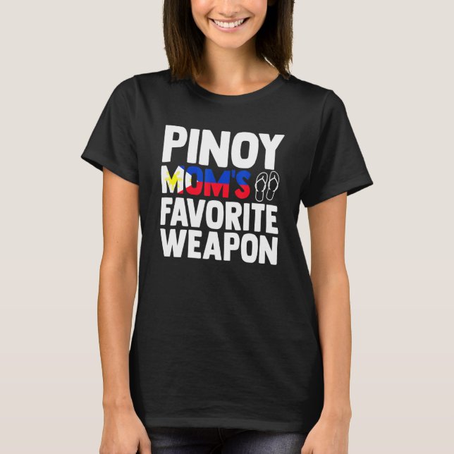 Pinoy Mamas Lieblingswaffe Filipino Flag Pinay Nan T-Shirt (Vorderseite)