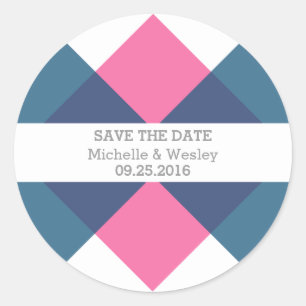 Pinrosa geometrische Triade Save the Date Stickers
