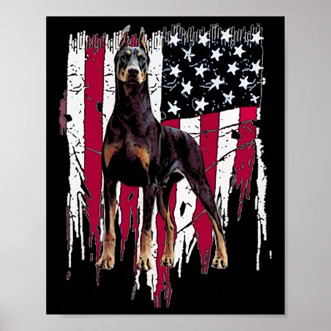 Pinscher American Flag Usa Phantastisch Poster (Vorne)