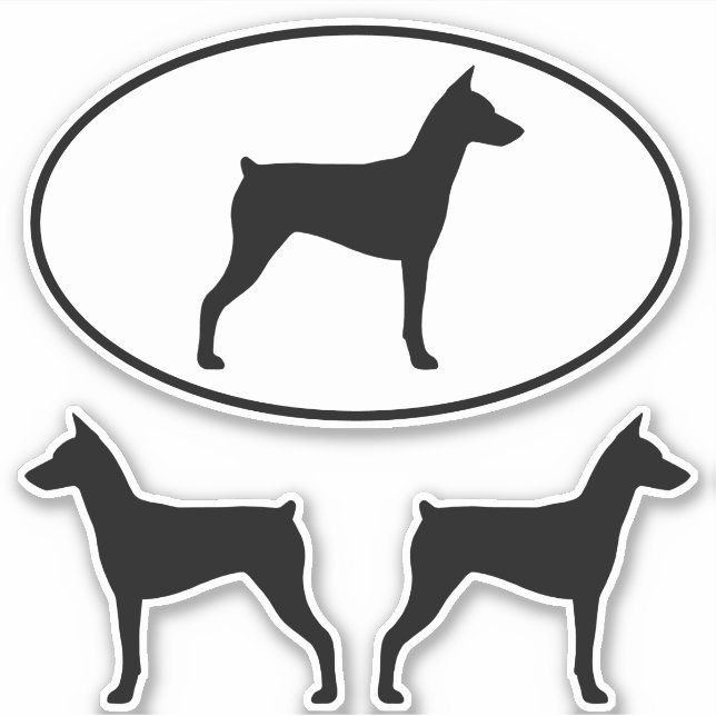Pinscher Hund Silhouetten Sticker Set (Vorderseite)