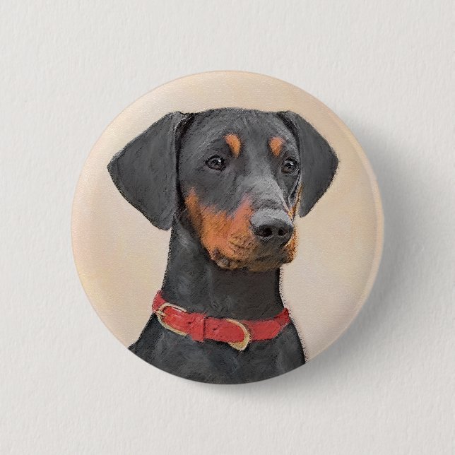 Pinscher Malerei Original Tierart Button (Vorderseite)