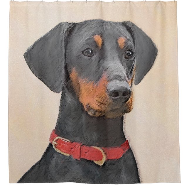Pinscher Malerei Original Tierart Duschvorhang (Vorderseite)