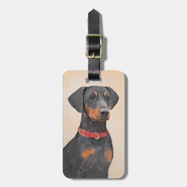 Pinscher Malerei Original Tierart Gepäckanhänger (Vorderseite vertikal)