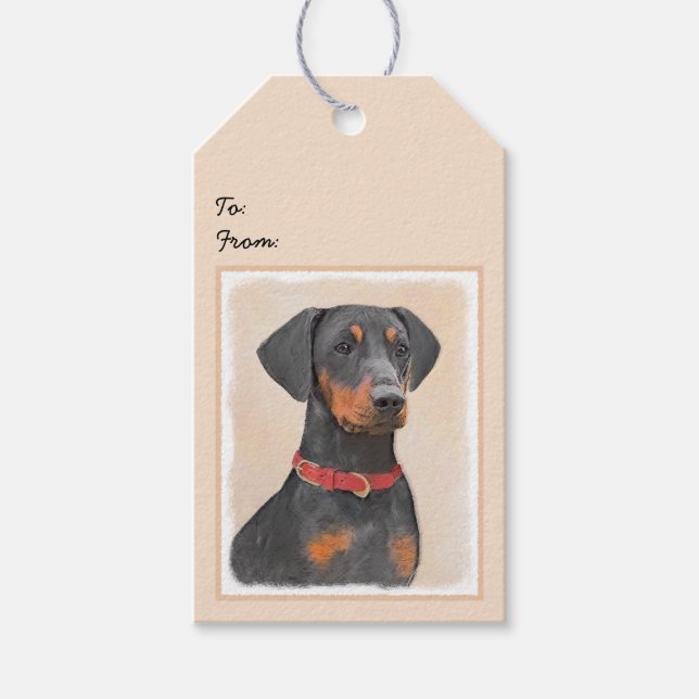 Pinscher Malerei Original Tierart Geschenkanhänger (Vorderseite)