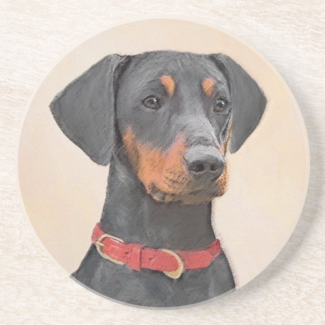 Pinscher Malerei Original Tierart Getränkeuntersetzer (Vorne)