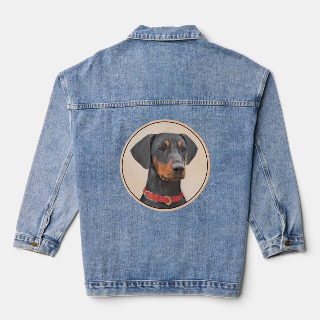 Pinscher Malerei Original Tierart Jeansjacke (Rückseite)