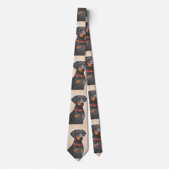 Pinscher Malerei Original Tierart Krawatte (Vorderseite)