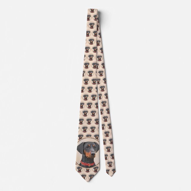 Pinscher Malerei Original Tierart Krawatte (Vorderseite)