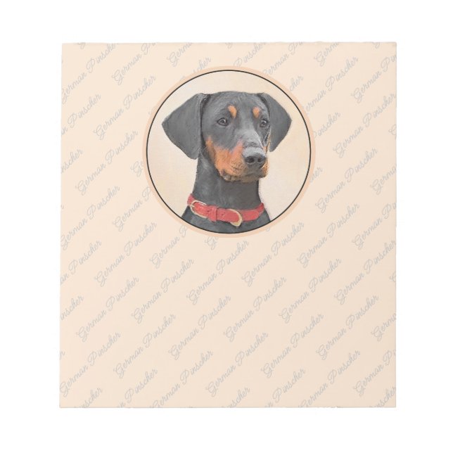 Pinscher Malerei Original Tierart Notizblock (Vorderseite)