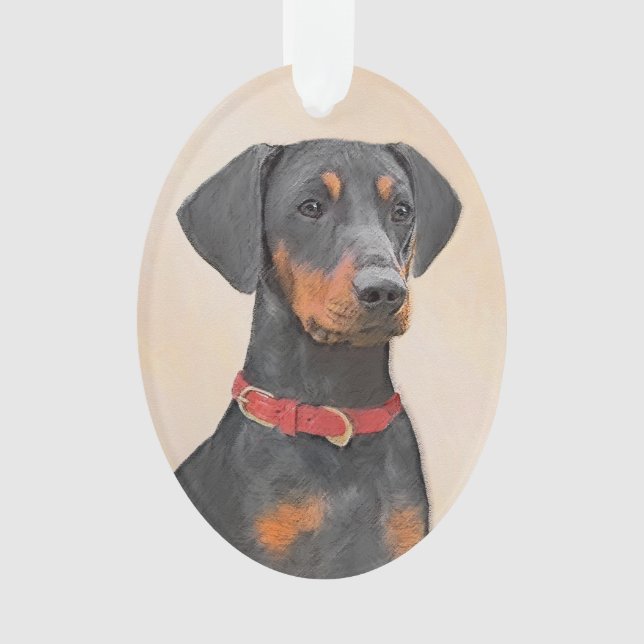 Pinscher Malerei Original Tierart Ornament (Vorderseite)