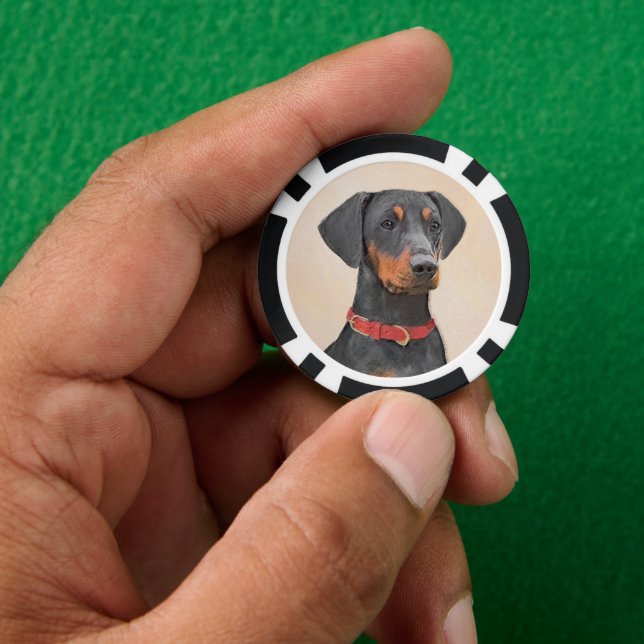 Pinscher Malerei Original Tierart Pokerchips (Hand)