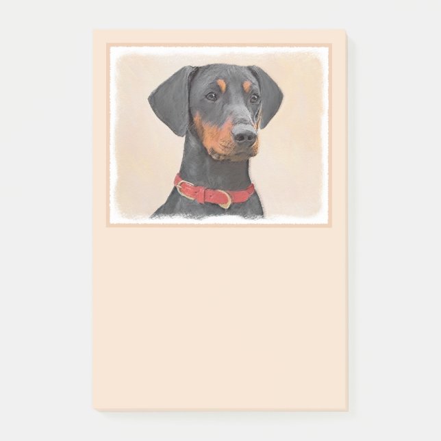 Pinscher Malerei Original Tierart Post-it Klebezettel (Vorderseite)