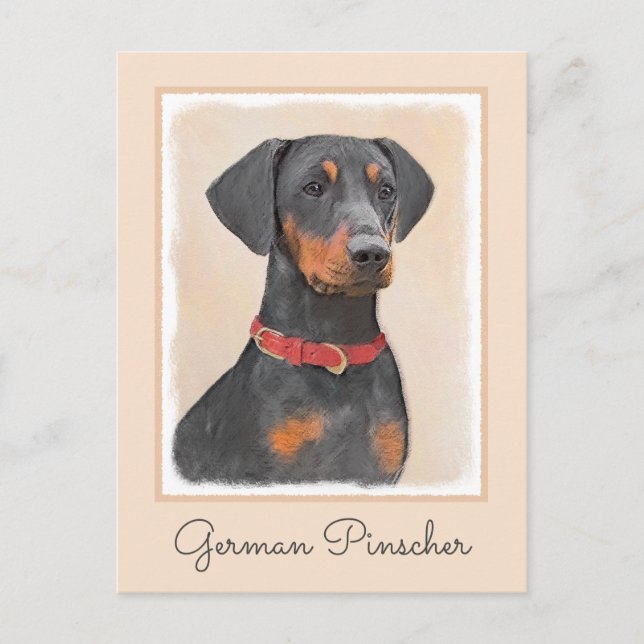 Pinscher Malerei Original Tierart Postkarte (Vorderseite)