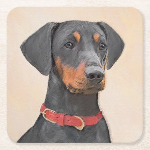 Pinscher Malerei Original Tierart Rechteckiger Pappuntersetzer