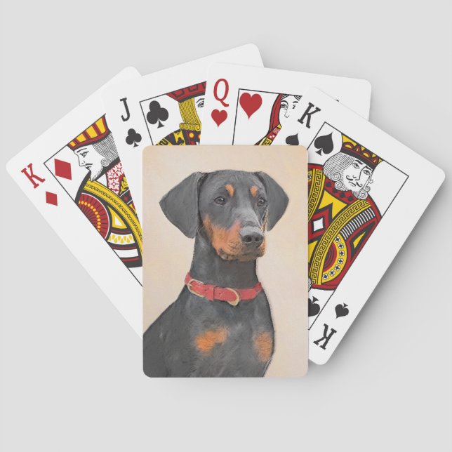 Pinscher Malerei Original Tierart Spielkarten (Rückseite)