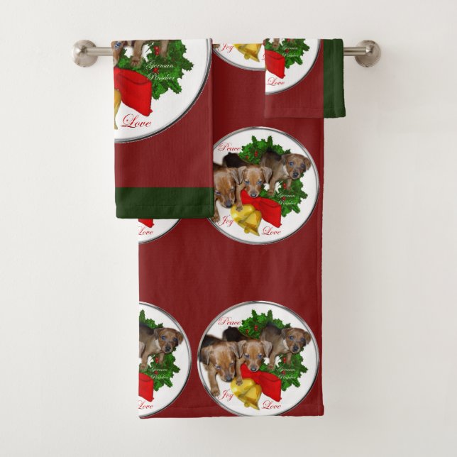 Pinscher Puppys Weihnachten Badhandtuch Set (Insitu)