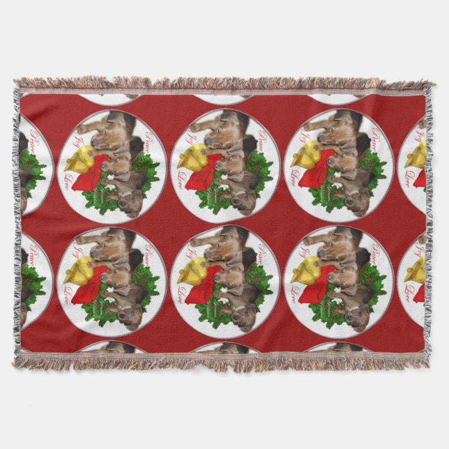 Pinscher Puppys Weihnachten Decke (Vorderseite)