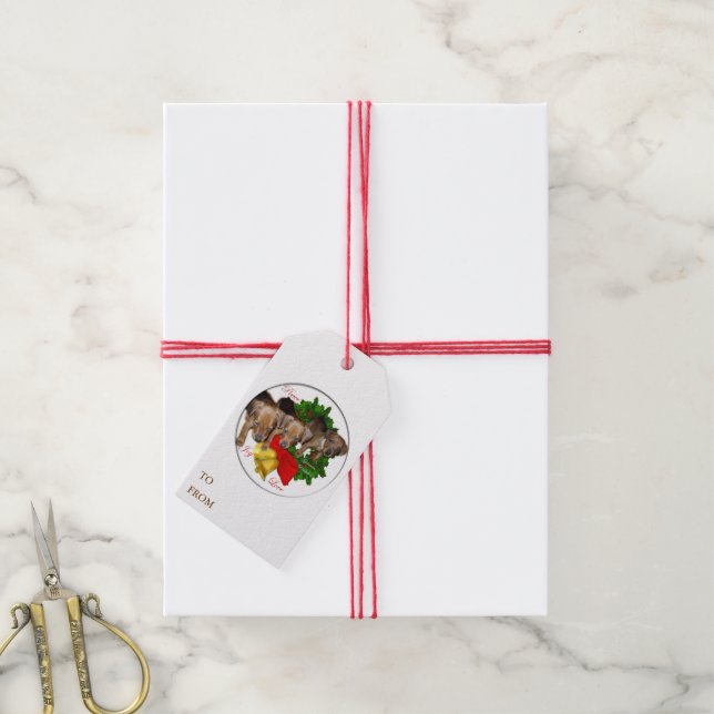 Pinscher Puppys Weihnachten Geschenkanhänger (Mit Garn)