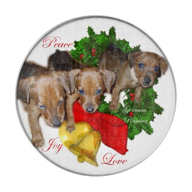 Pinscher Puppys Weihnachten Schneidebrett (Vorderseite)