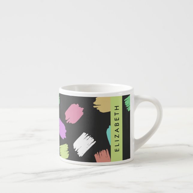 Pinsel, farbenfrohe Pinselstriche, Ihr Name Espressotasse (Rechts)