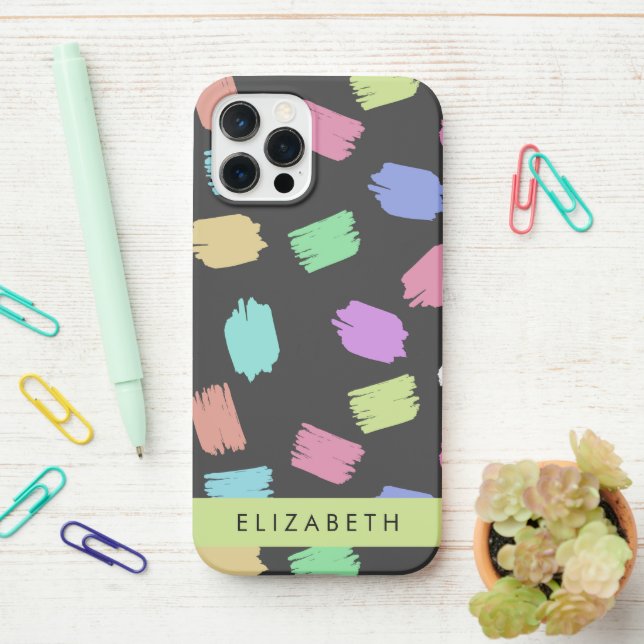 Pinsel, farbenfrohe Pinselstriche, Ihr Name iPhone Hülle (Auf dem Schreibtisch)