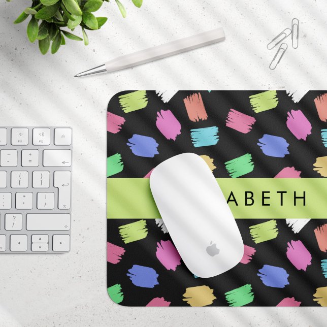 Pinsel, farbenfrohe Pinselstriche, Ihr Name Mousepad (Von Creator hochgeladen)