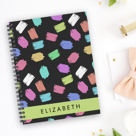 Pinsel, farbenfrohe Pinselstriche, Ihr Name Notizblock