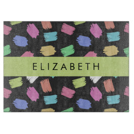 Pinsel, farbenfrohe Pinselstriche, Ihr Name Schneidebrett