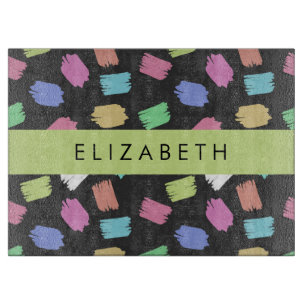 Pinsel, farbenfrohe Pinselstriche, Ihr Name Schneidebrett