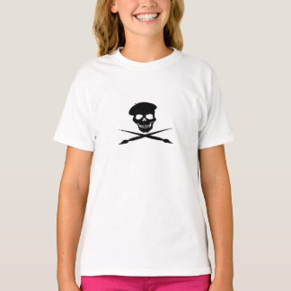 Pinsel für künstlerische Skull und überkreuzte Pin T-Shirt
