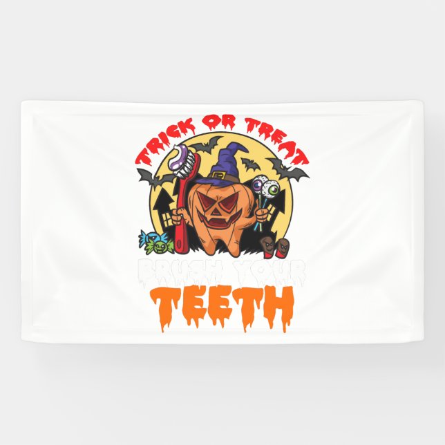 Pinsel Ihre Zähne Funny Dental Hygienist Puff Banner (Horizontal)