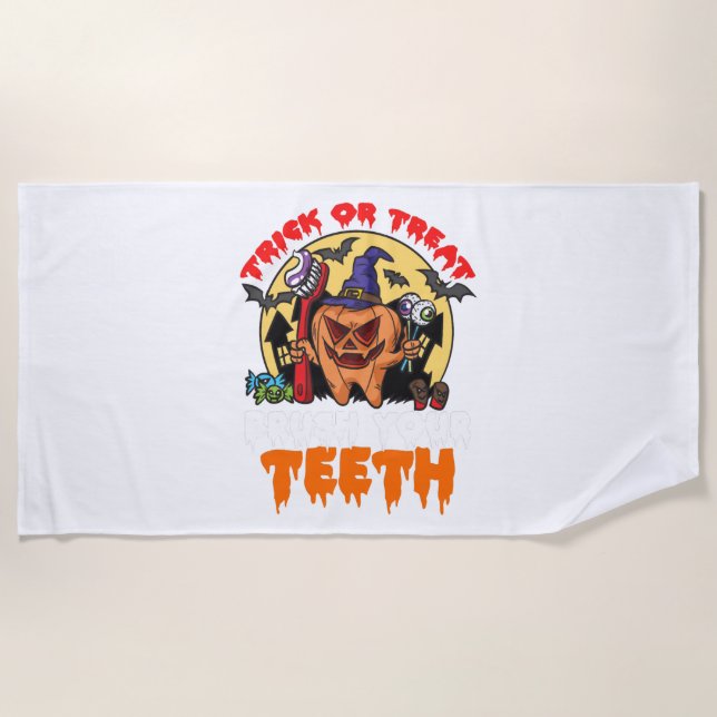 Pinsel Ihre Zähne Funny Dental Hygienist Puff Strandtuch (Vorderseite)