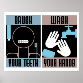 Pinsel Ihre Zähne Wash Ihre Hände Retro-Poster Poster