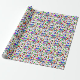 Pinsel mit Regenbogenfarbe auf Farbe Geschenkpapier