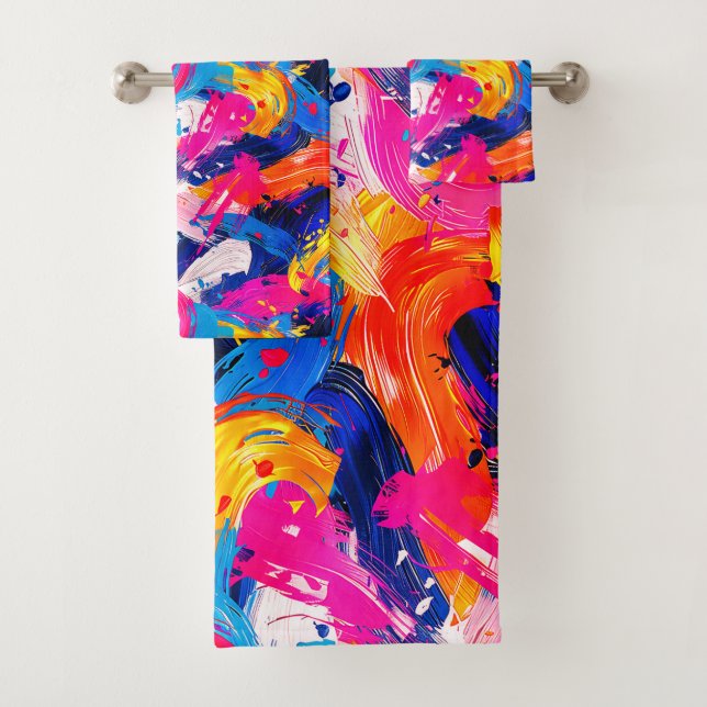 Pinsel-Motiv Badhandtuch Set (Insitu)