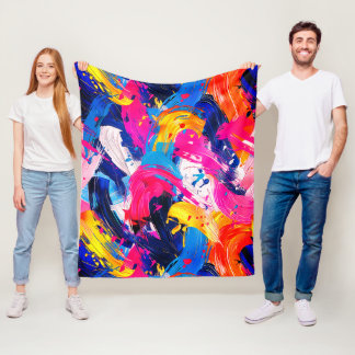 Pinsel-Motiv Fleecedecke