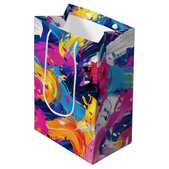Pinsel-Motiv Mittlere Geschenktüte (Vorderseite Schrägansicht)