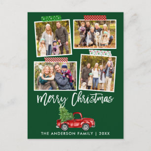Pinsel Schrift Bastelband Weihnachten Roter LKW Postkarte