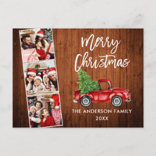 Pinsel Schrift Christmas Roter LKW Holz 3 Foto Postkarte