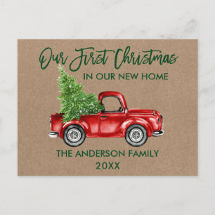 Pinsel Schrift Erstes Weihnachten Neues Zuhause La Postkarte