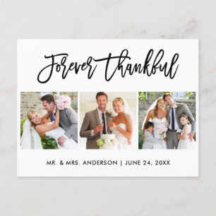 Pinsel Schrift Forever Thankful 3 Foto Hochzeit Postkarte