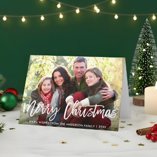 Pinsel Schrift Frohe Weihnachten Familienfoto Falt