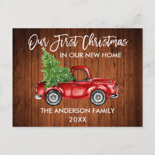 Pinsel Schrift Holz Erstes Weihnachten Neues Zuhau Postkarte