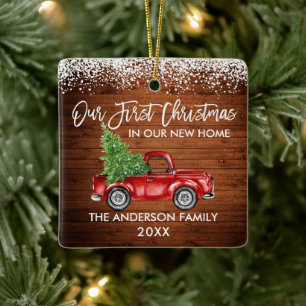 Pinsel Schrift Holz Schnee 1. Weihnachten Zuhause Keramikornament