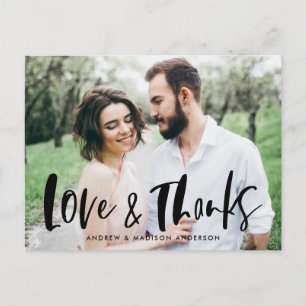 Pinsel Schrift Liebe & Dank Foto Hochzeit Danke Postkarte