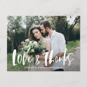 Pinsel Schrift Liebe & Dank Foto Hochzeit Danke Postkarte